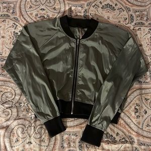 Arm green cropped bomber zip